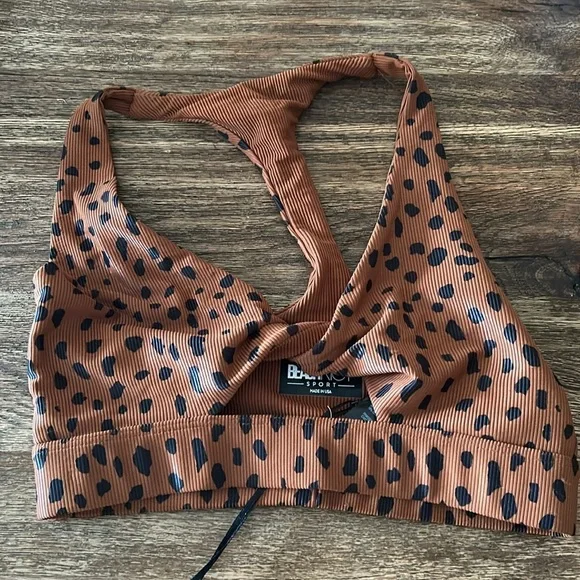 🎀NWT BEACH RIOT brown spotted sports bra small - Picture 5 of 10